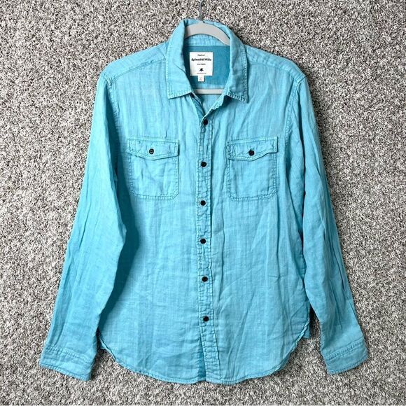 Splendid Mills Shirt Women’s Medium Light Blue Long Sleeve Button Down - Picture 1 of 6